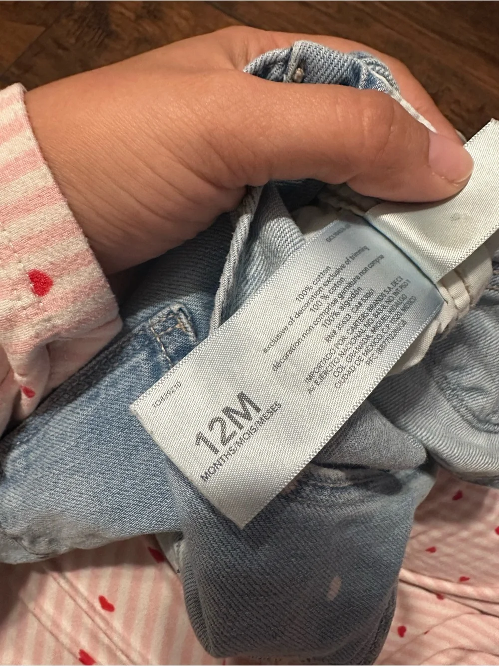 OshKosh B'gosh Light Blue Denim Heart Print Overalls